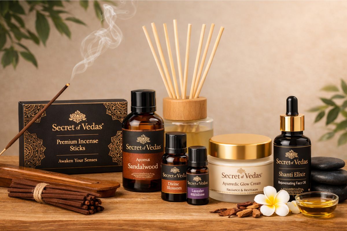 Premium incense sticks diffuser oils and room sprays by Secret of Vedas home fragrance collection
