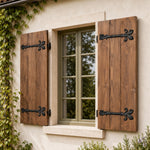 16 inch decorative false hinges installed on rustic barn doors