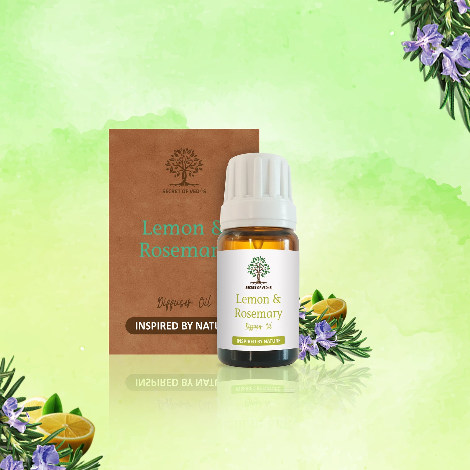 Lemon & Rosemary Diffuser Oil 10ml – Alcohol-Free Home Fragrance, Gift-Ready Box