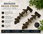Close-up of brass-effect metal feather curtain tieback finish