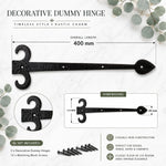 Dimensions of 400mm Fleur De Lys decorative dummy hinge