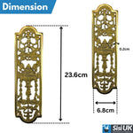 Dimensions of antique solid brass finger plate measuring 236mm x 68mm