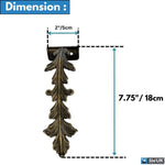 Dimensions of brass leaf curtain tieback measuring approximately 180mm