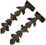 Pair of brass leaf curtain tiebacks with decorative feather design1