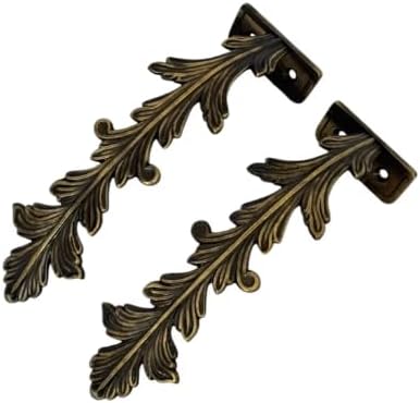 Pair of brass leaf curtain tiebacks with decorative feather design1
