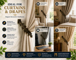 Vintage brass-effect curtain tiebacks in a traditional home interior