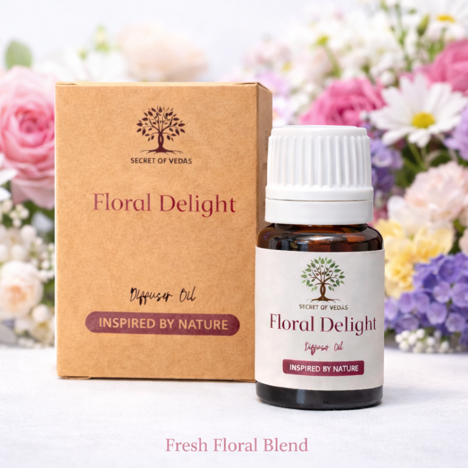 Floral delight diffuser oil with colourful flowers fresh home fragrance UK