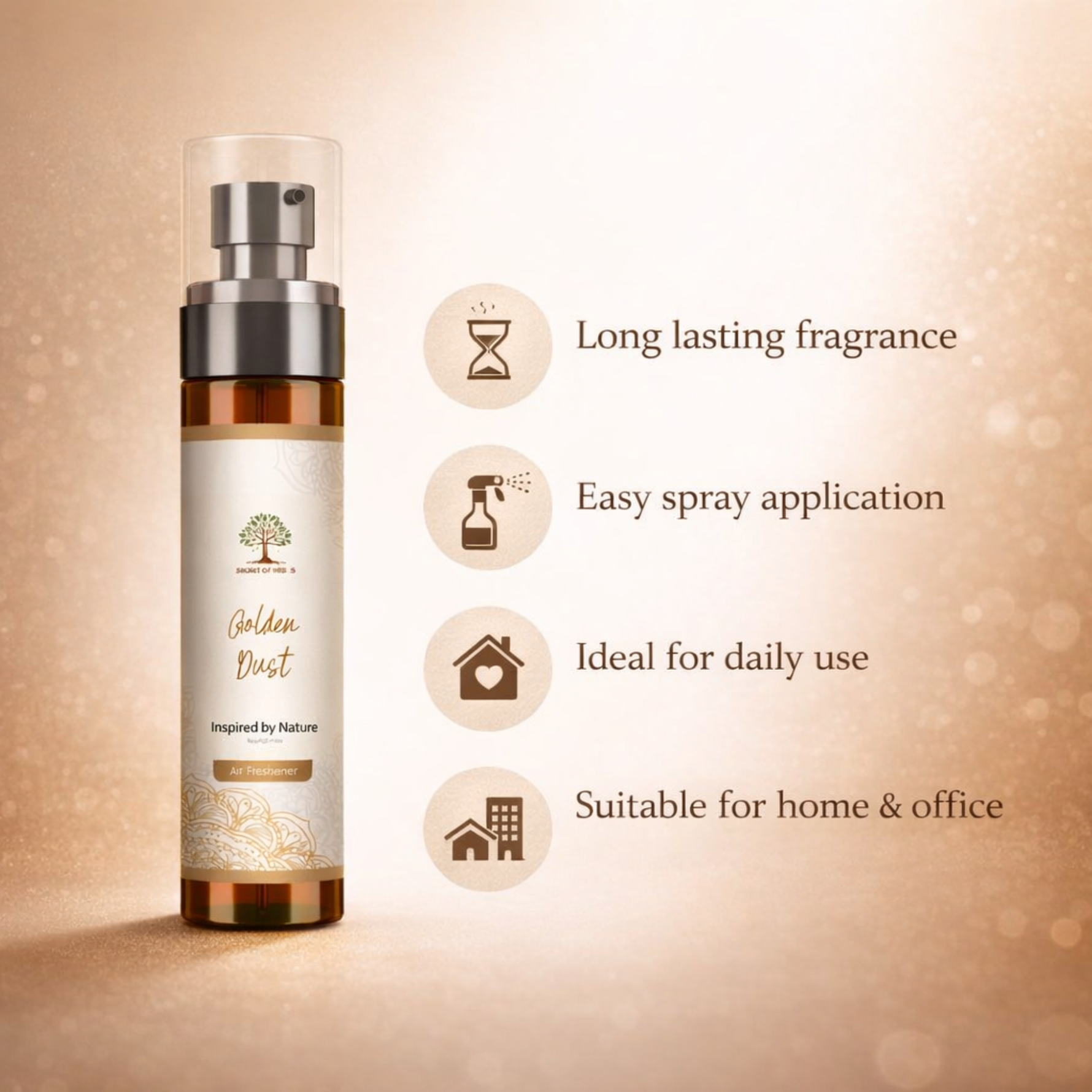 Golden dust air freshener benefits long lasting luxury spray home fragrance UK
