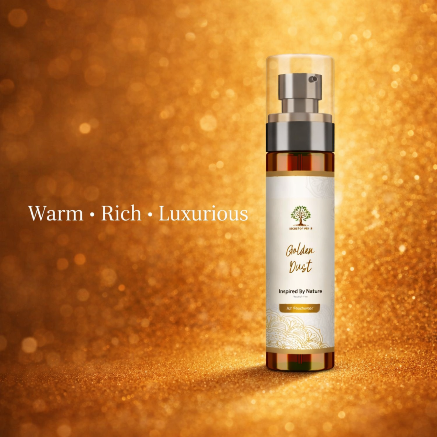 Golden dust room spray luxury warm fragrance gold aesthetic home scent UK