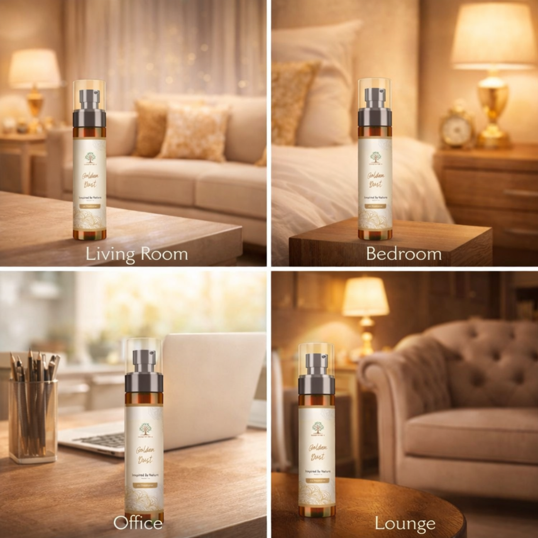 Golden dust room spray multi room use living bedroom office UK luxury fragrance