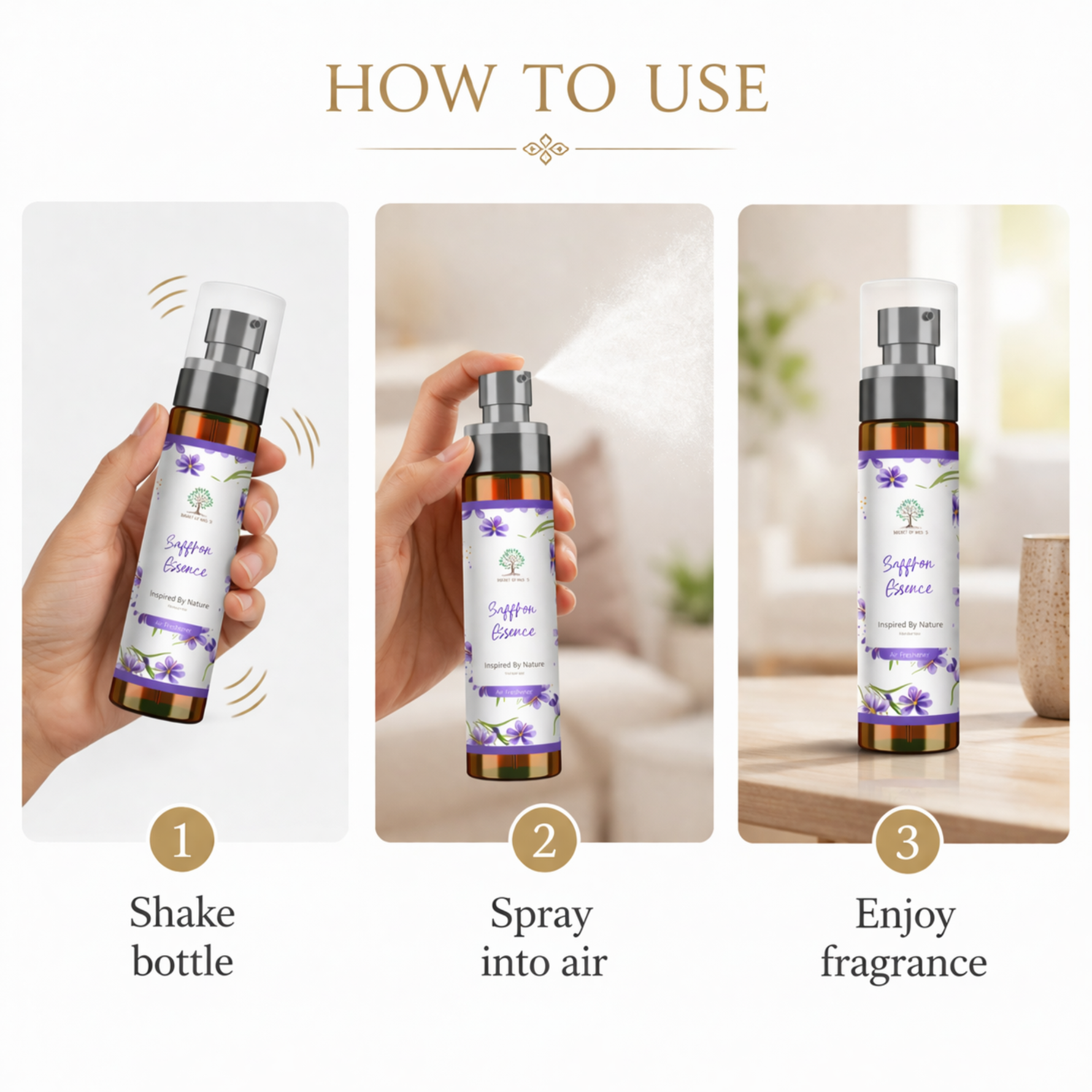 How to use saffron breeze air freshener spray step by step instructions UK