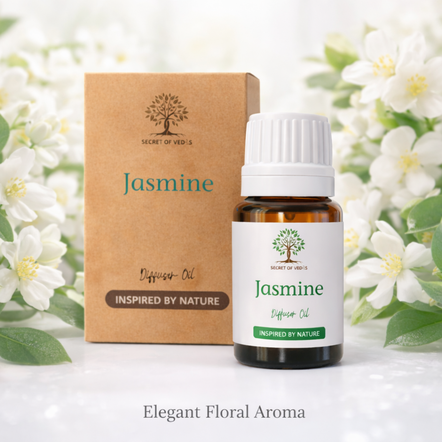 Jasmine floral diffuser oil with white jasmine flowers luxury home fragrance UK