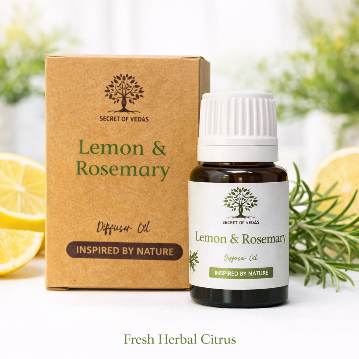 Lemon rosemary diffuser oil with fresh citrus and herbs clean home fragrance UK