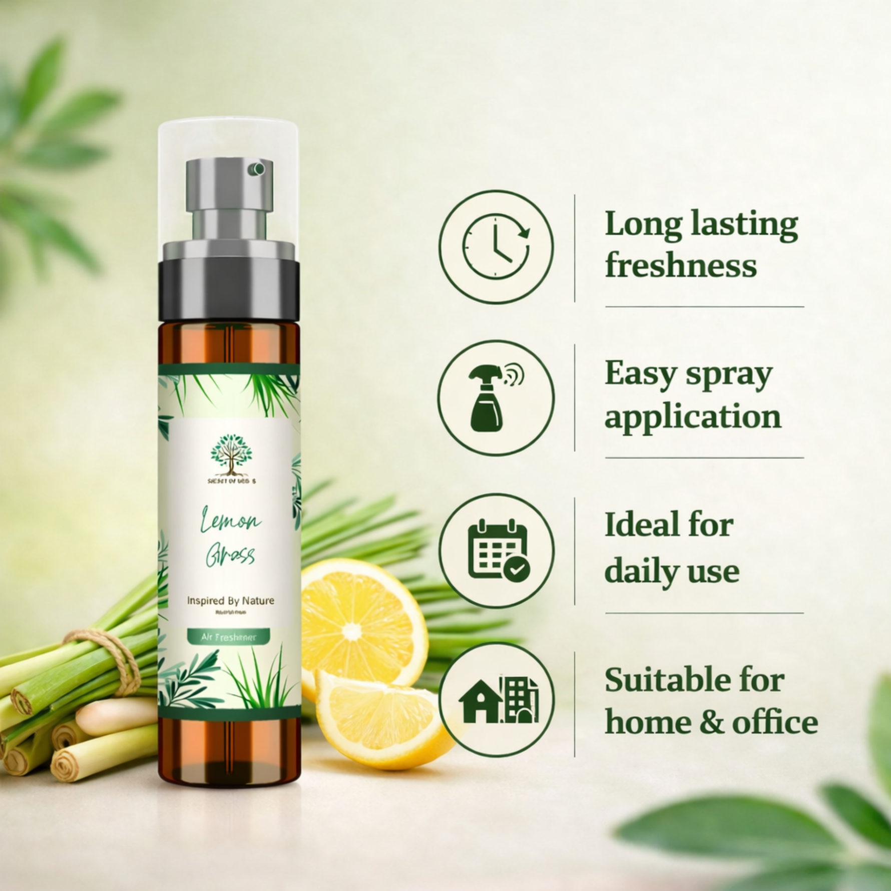 Lemongrass air freshener benefits citrus spray fresh home fragrance UK daily use