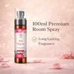 100ml Premium Room Spray with rose design on a pink background