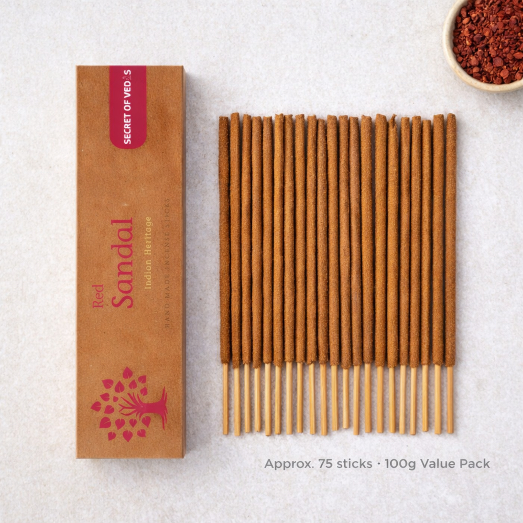 Red sandal incense sticks warm woody home fragrance for a rich and calming atmosphere