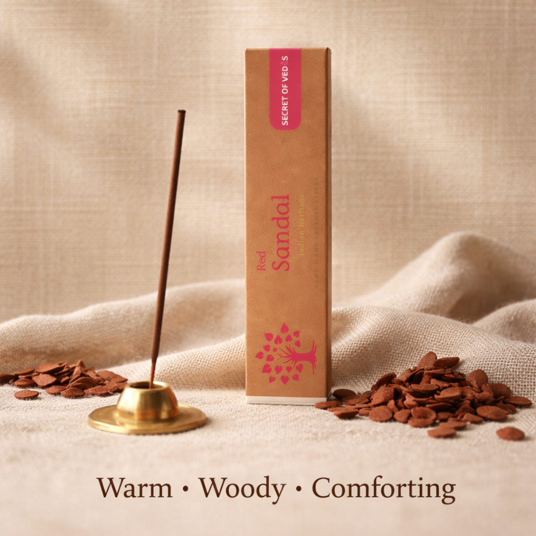 Red sandal incense sticks warm woody home fragrance for a rich and calming atmosphere