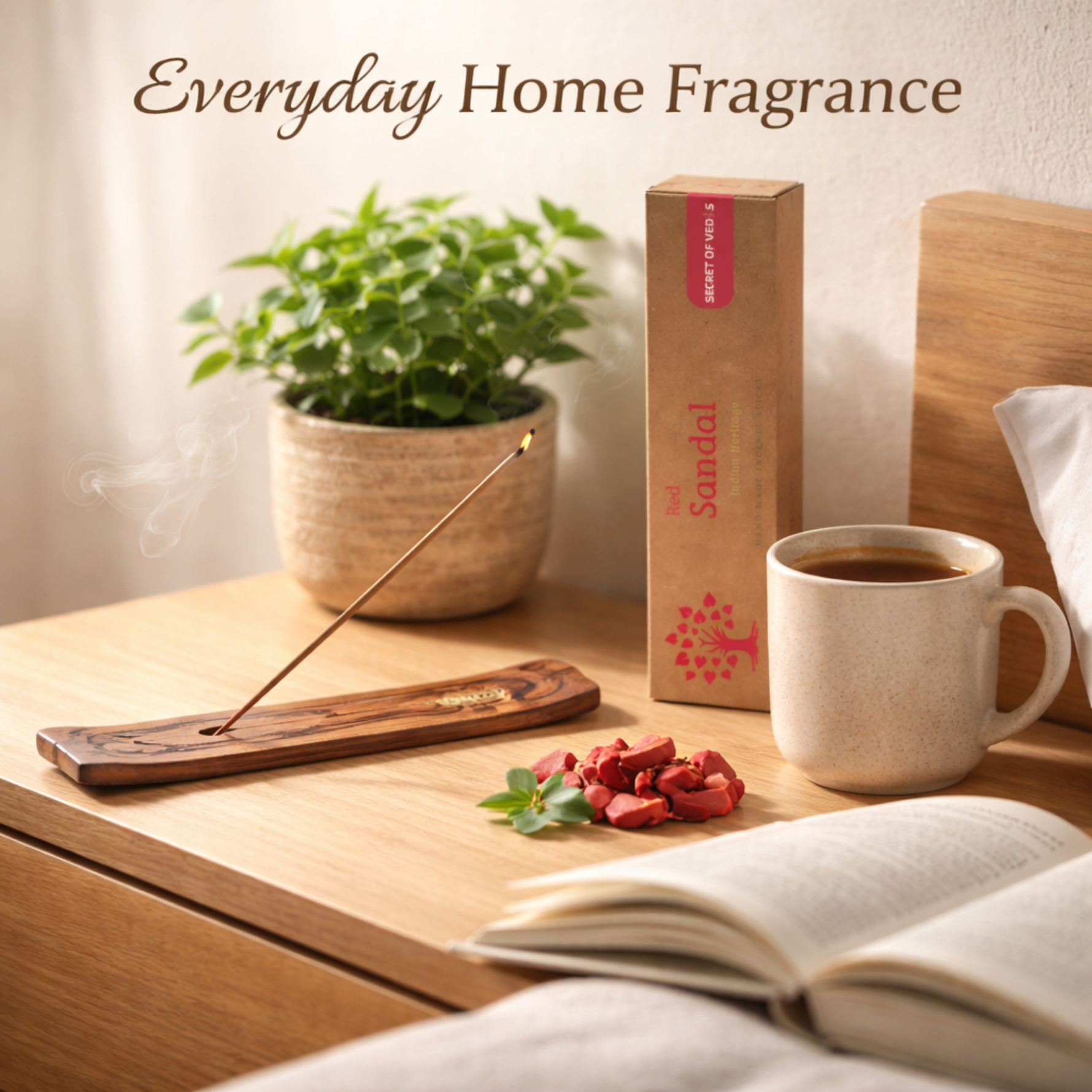 Red sandal incense sticks warm woody home fragrance for a rich and calming atmosphere