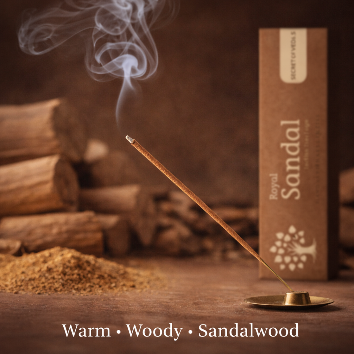 Royal sandal incense burning sandalwood fragrance smoke warm woody agarbatti UK