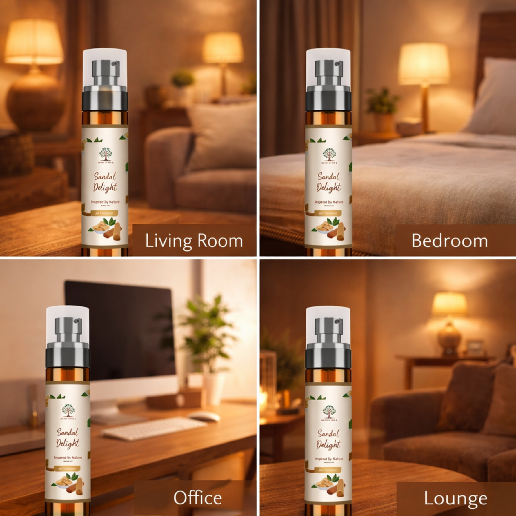 Sandalwood room spray multi room use living bedroom office UK woody fragrance